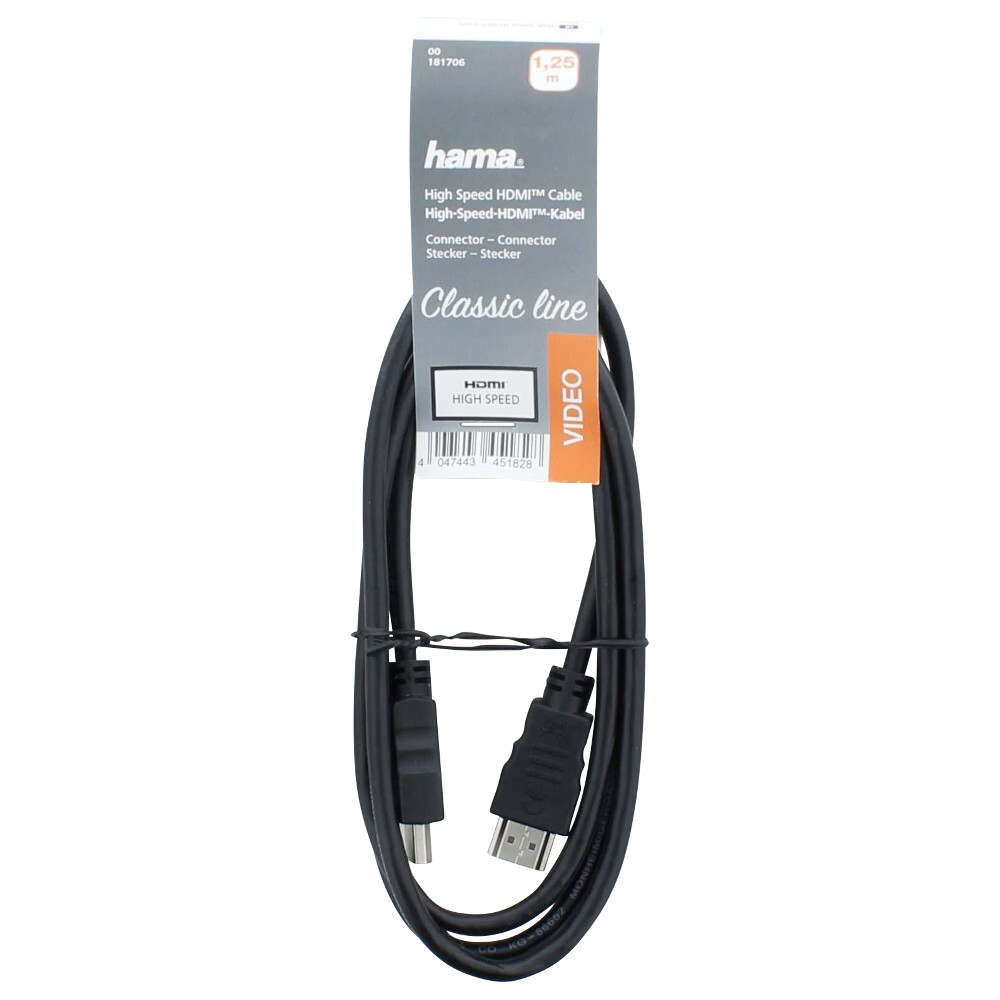 hama® High Speed HDMI™-Kabel, 1,25 m, mit Ethernet, grau image number 1