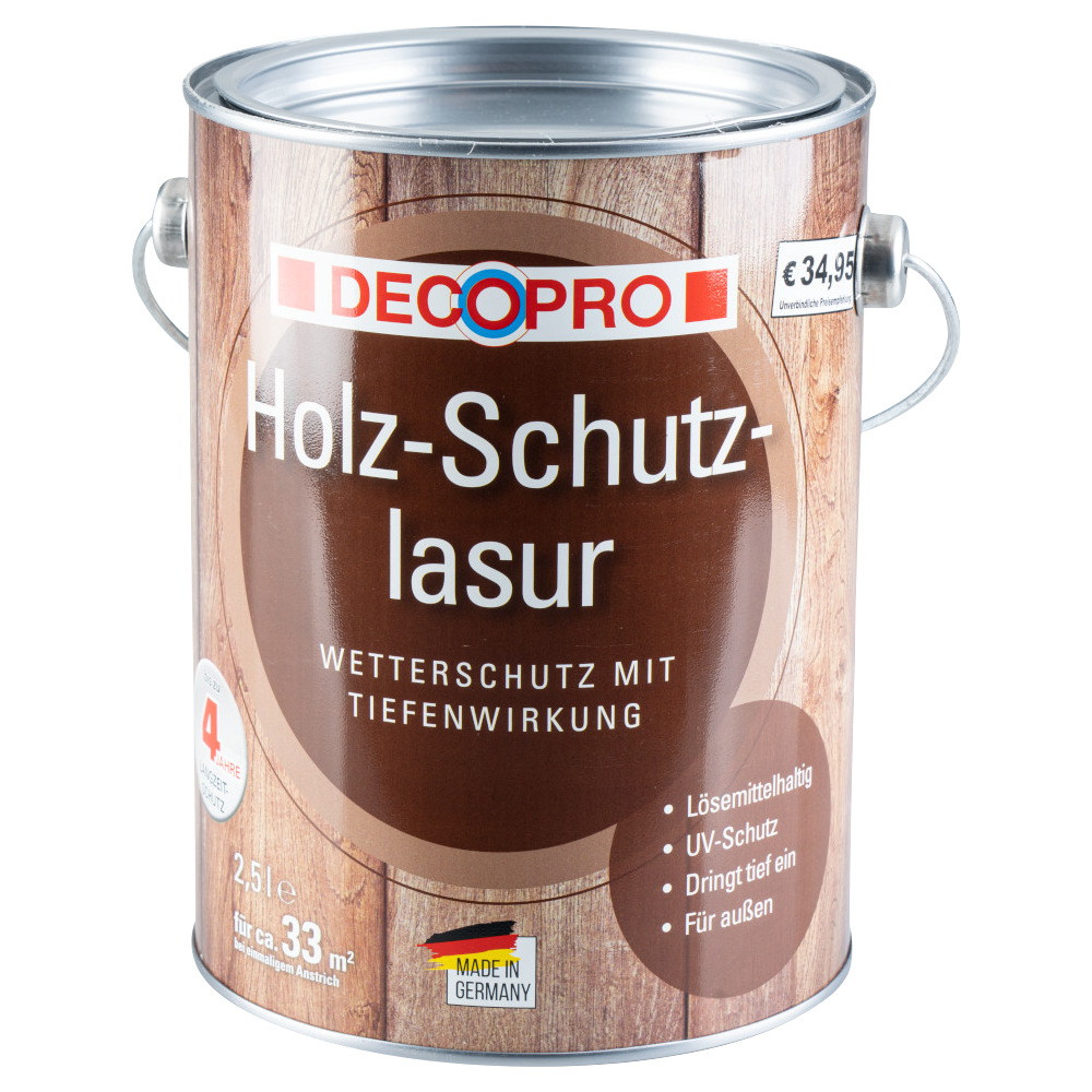 DECOPRO Holz-Schutzlasur seidengl&auml;nzend eiche 2,5 Liter image number 1