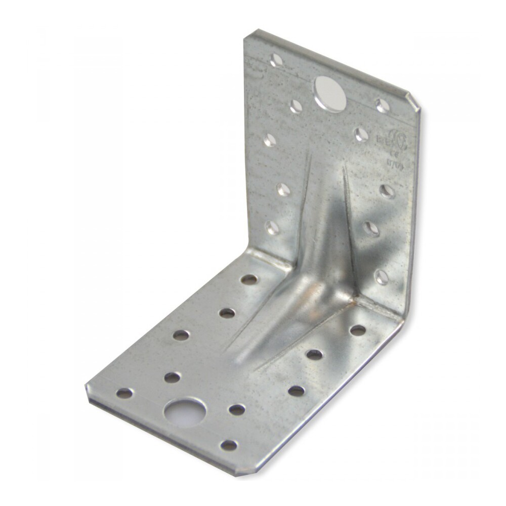 Lochplattenwinkel 90 x 90 x 2,5 x 65 mm aus Stahl mit Steg image number 0
