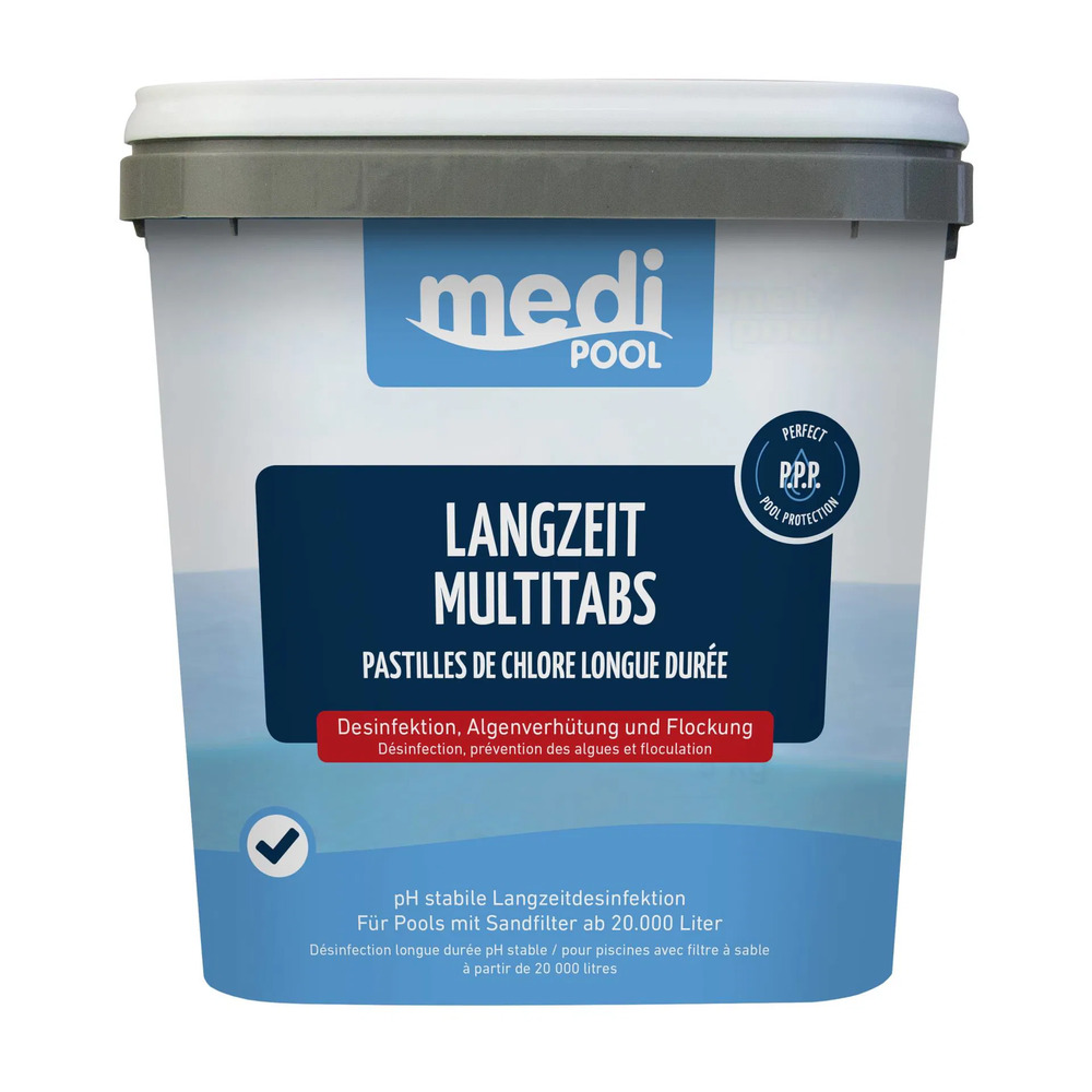 mediPool Langzeit Multi-Tabs 200g in 5kg Eimer zur Poolreinigung image number 0