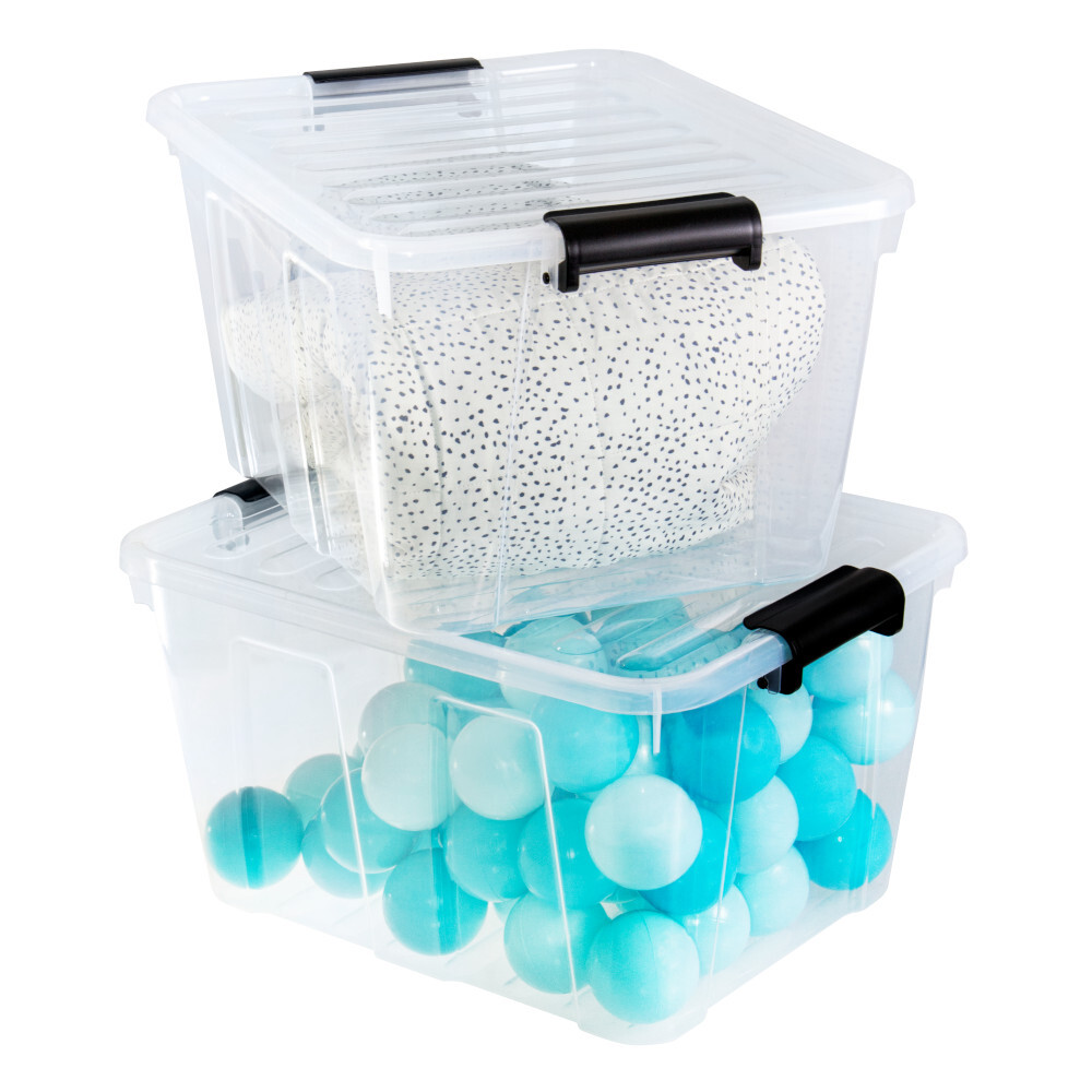 Aufbewahrungsbox 30 Liter mit Deckel, Grau-Transluzent image number 17