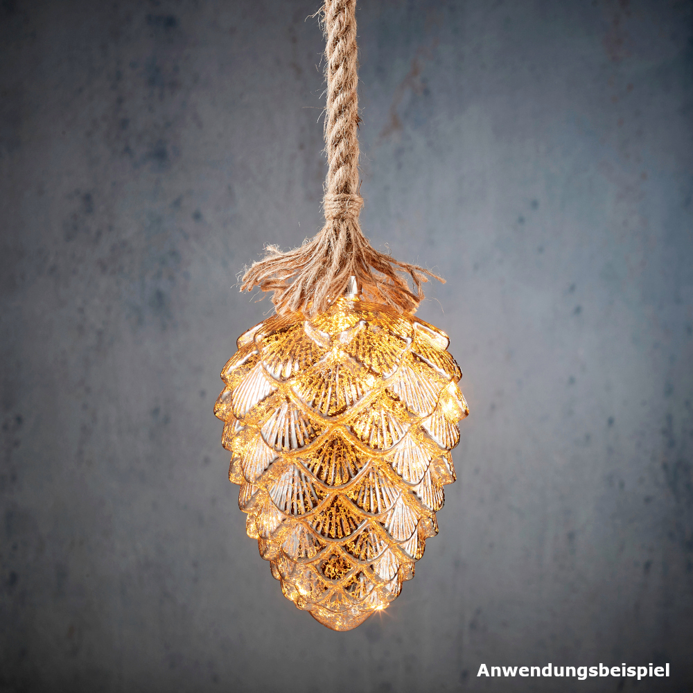 Tannenzapfen aus Glas in Gold am Seil image number 0