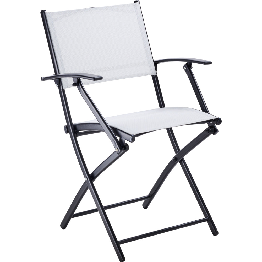 Klappstuhl mit Stahlgestell und Polyesterbespannung in Weiß