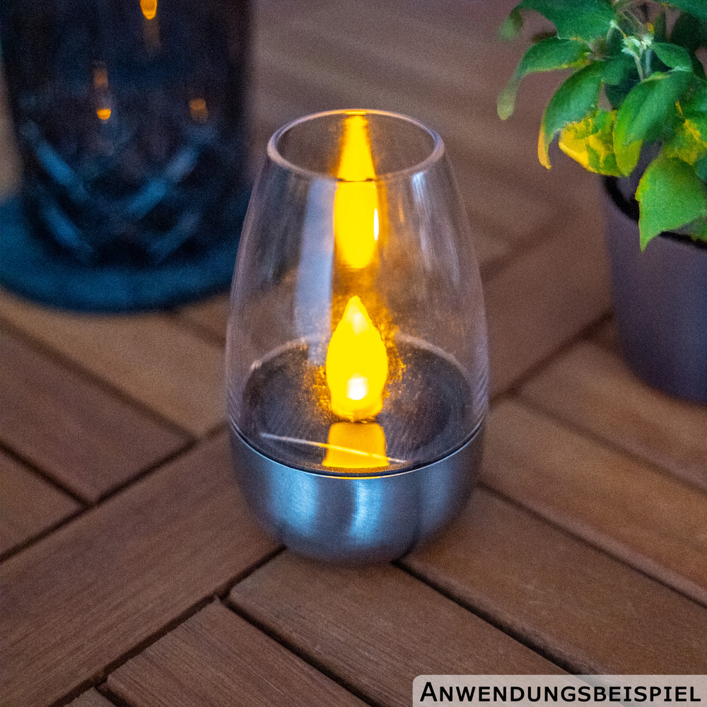 Solar-LED-Windlicht 6 cm aus Edelstahl image number 1