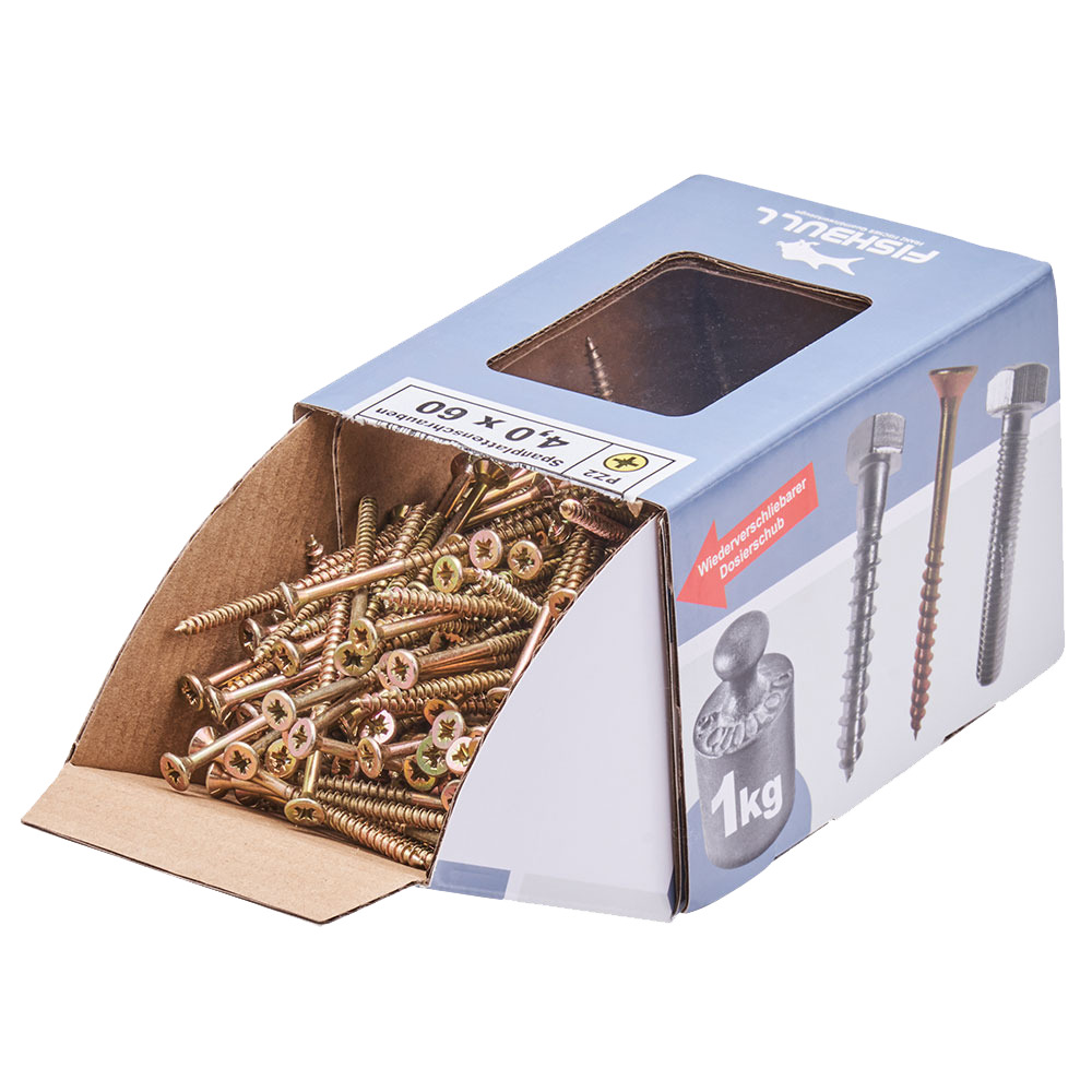 Spanplattenschraube 4 x 60 mm PZ 1kg FISHBULL-Pack Senkkopf Teilgewinde Kreuzschlitz image number 3