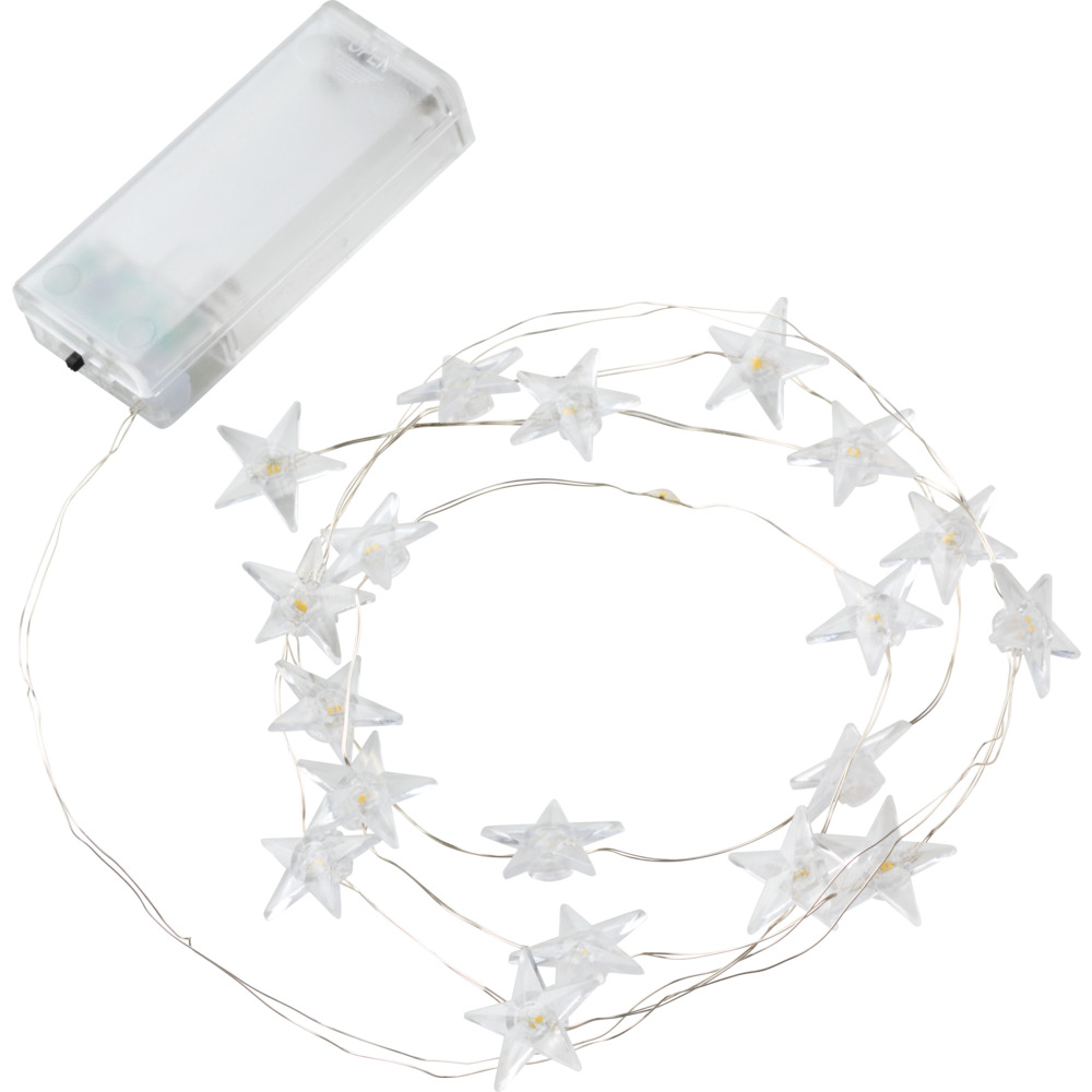 LED-Lichterkette Silberdraht Sternenmotiv 20 LEDs