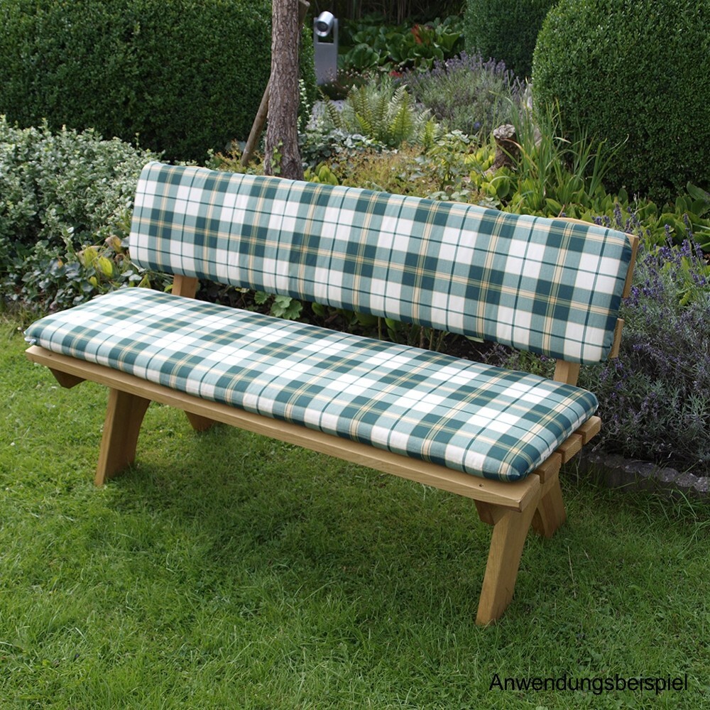 Auflage Boston für 3-Sitzer Gartenbank 2-teilig grün/beige kariert