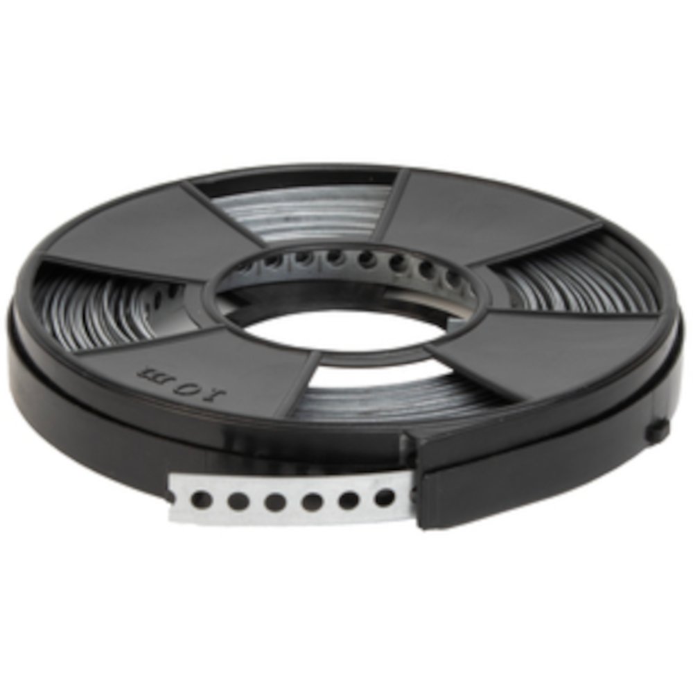 Lochband 10m 12x0,75mm Stahl verzinkt, mit Abrollbox