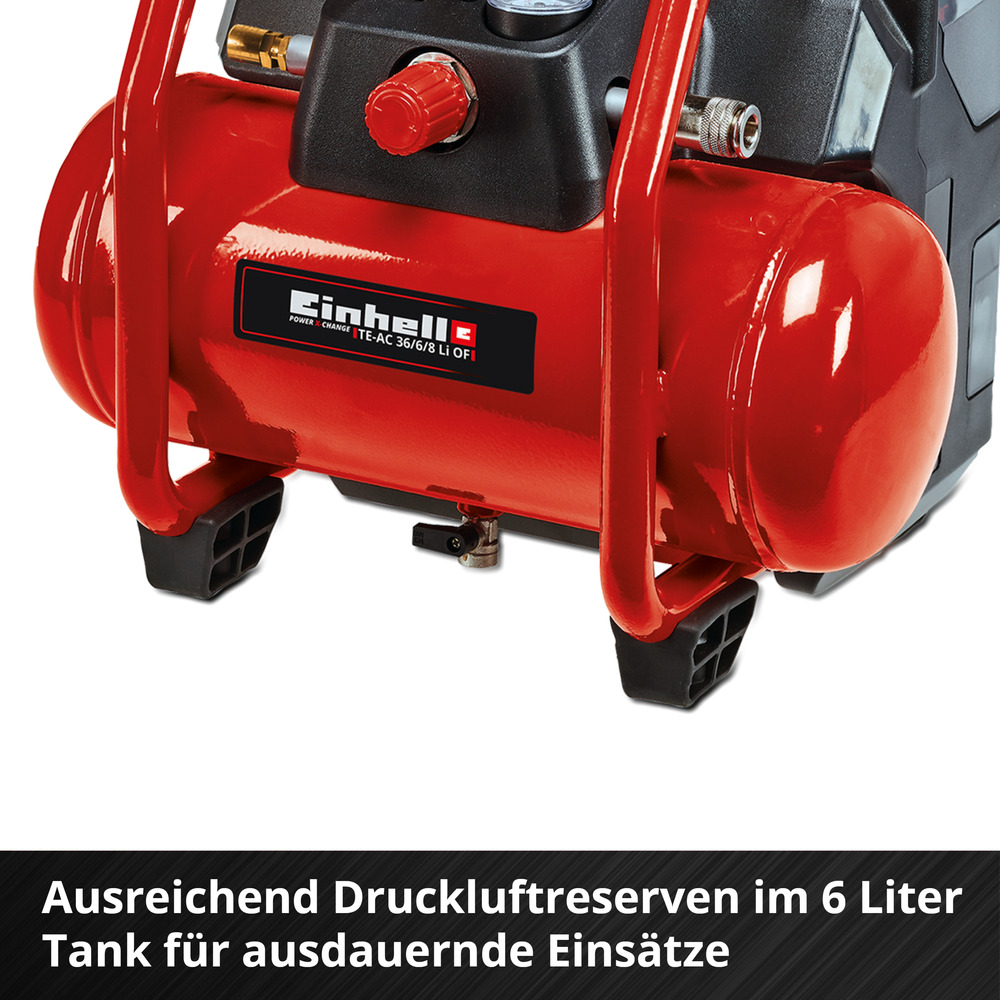 Einhell Akku-Kompressor TE-AC 36/6/8 Li OF Set-Solo mit 6-Liter-Tank und Zubeh&ouml;rset image number 2