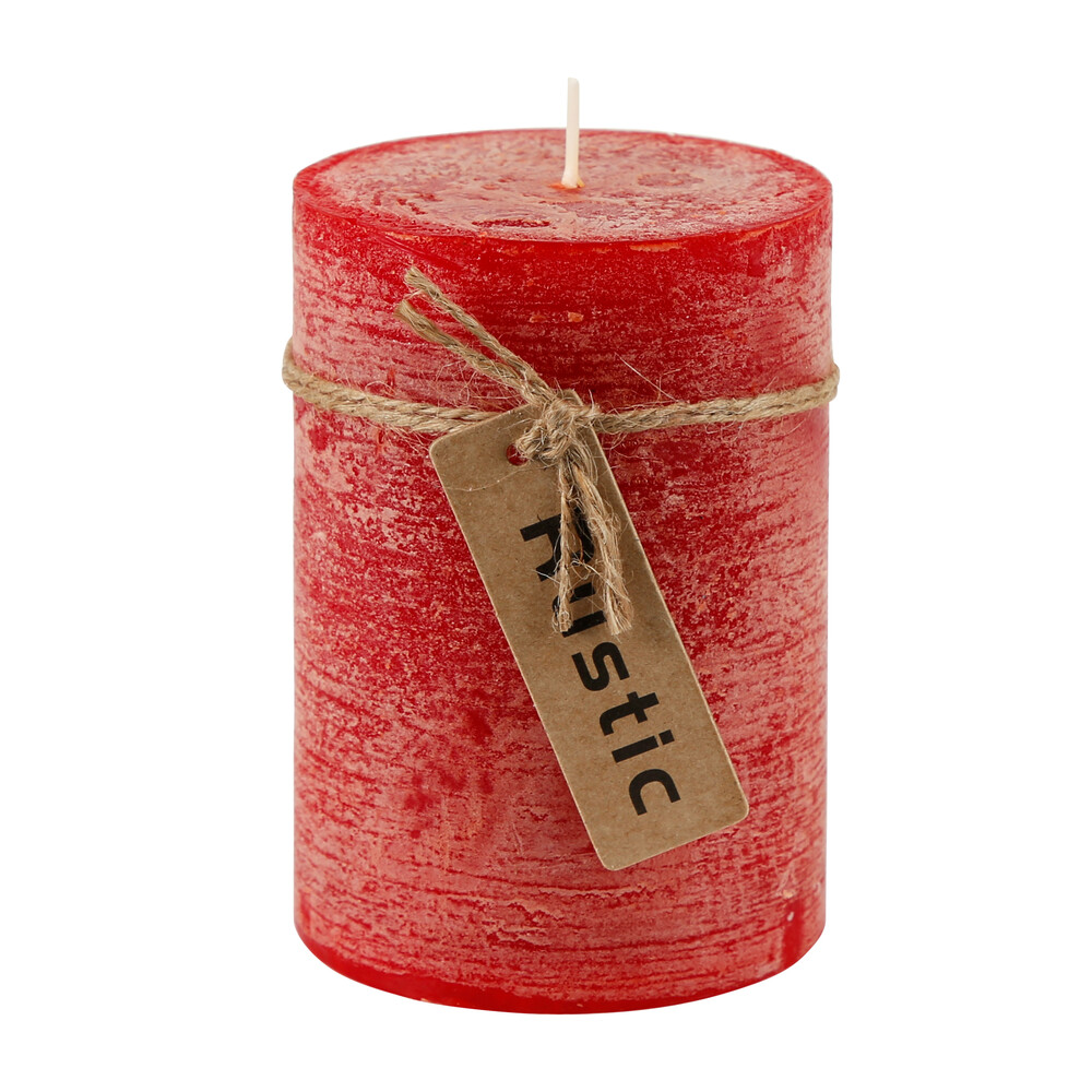 Stumpenkerze Rustic rot 7 x 10 cm