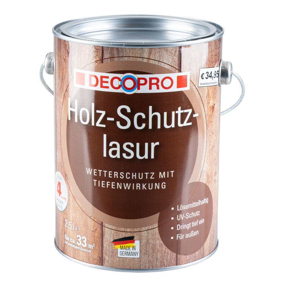 DECOPRO Holz-Schutzlasur ebenholz seidenglänzend 2,5 Liter image number 0