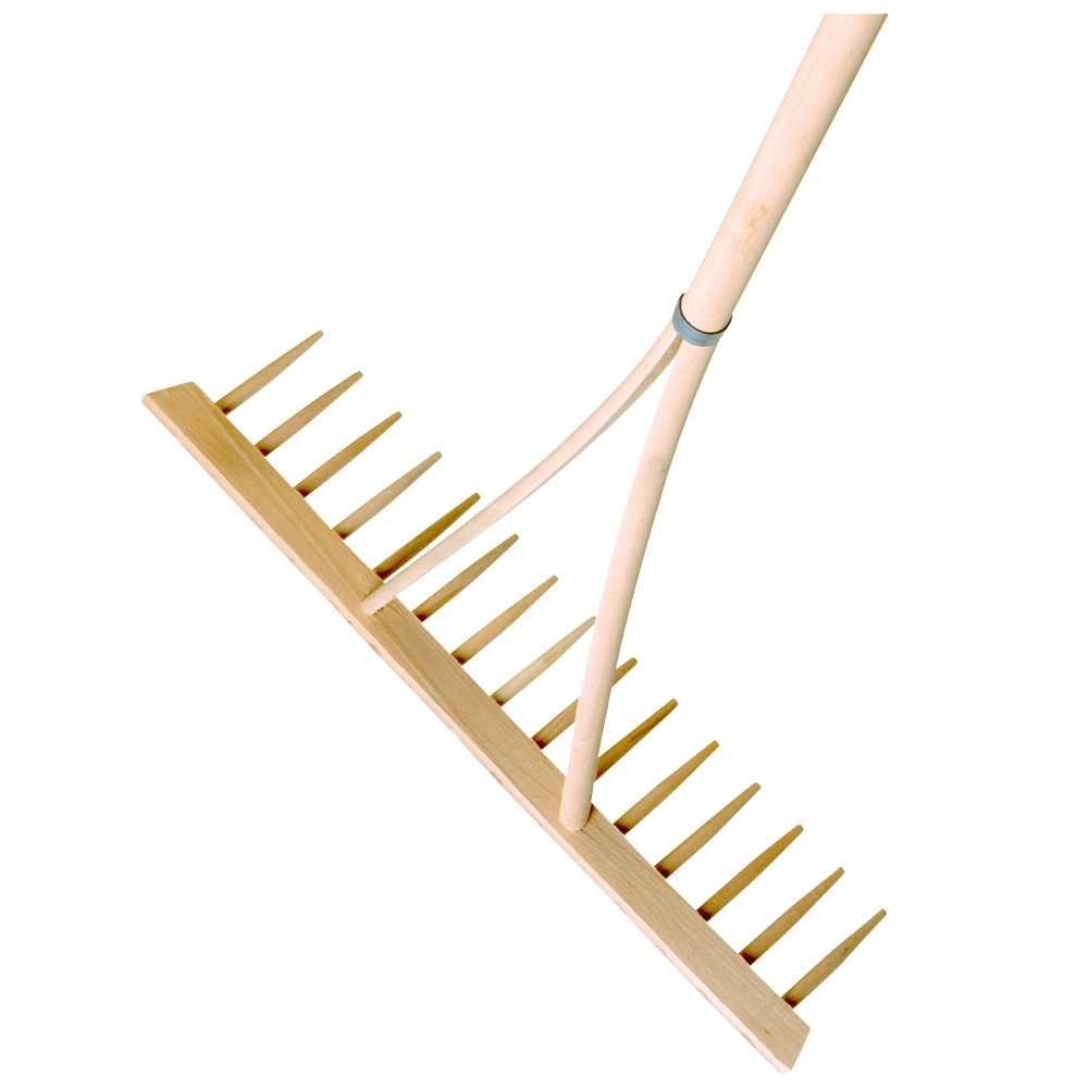 Heurechen aus Buchenholz 160 cm mit 16 Zähnen und zweigeteiltem Stiel image number 1