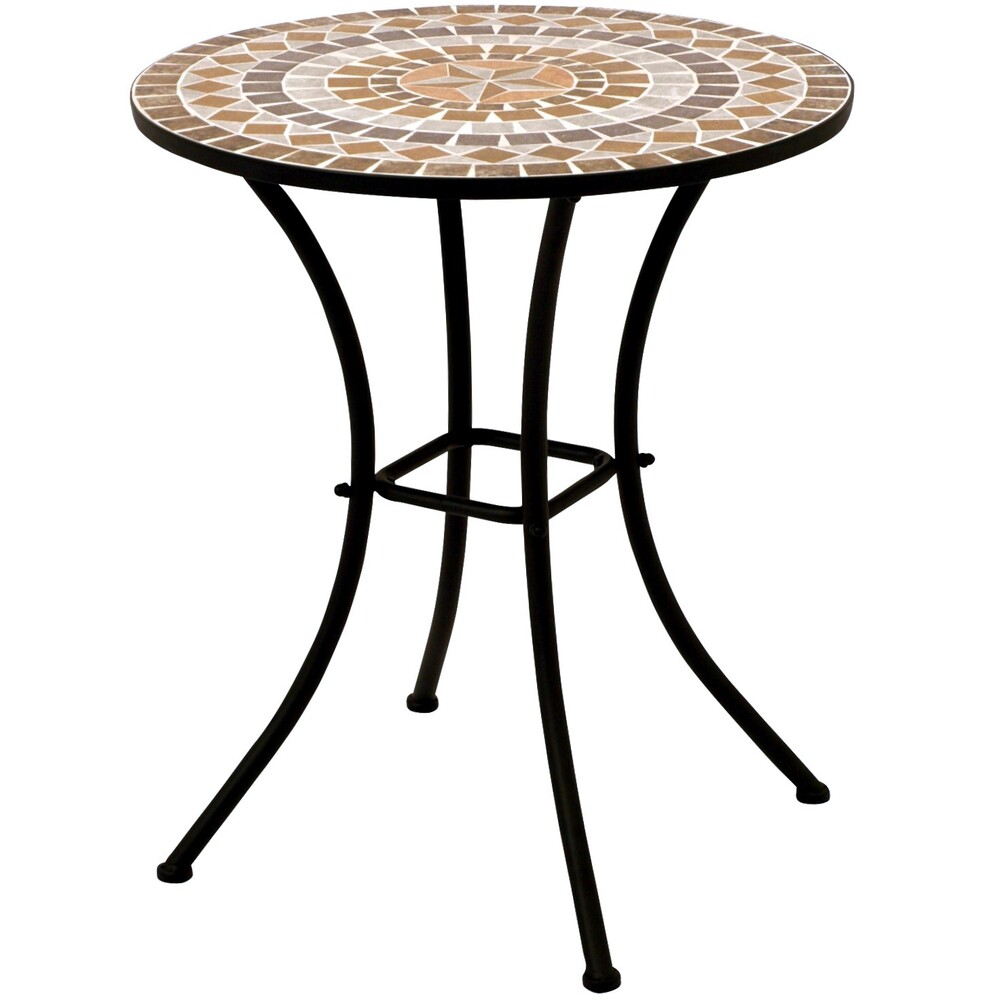 Bistrotisch rund Ø 60 cm Eisen und Mosaik Terracotta