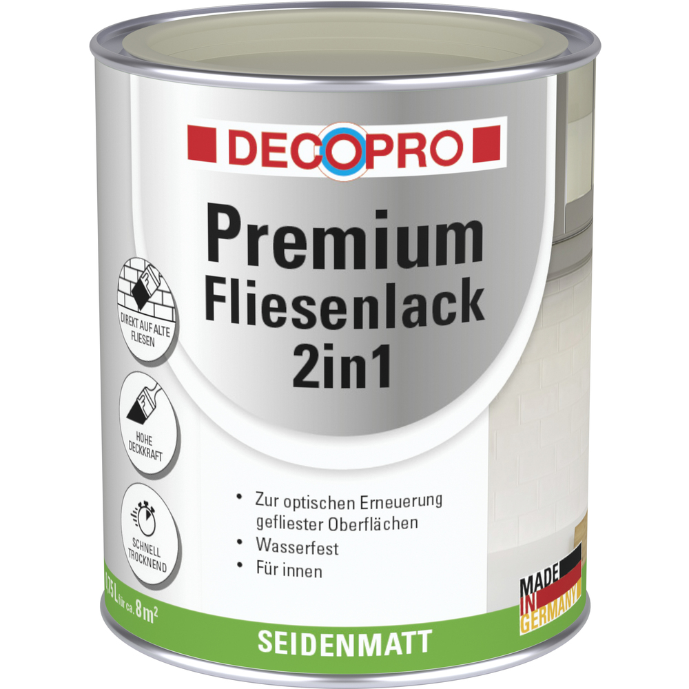 DECOPRO Premium 2in1 Fliesenlack seidengrau, seidenmatt