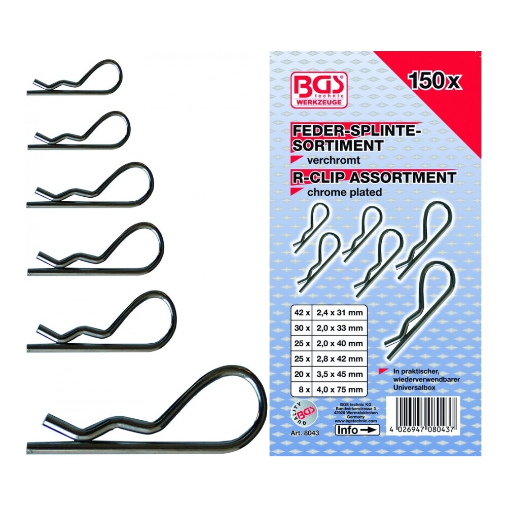 BGS® Federsplinte Sortiment 150-teilig
