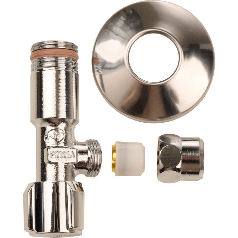 Eckregulierventil mit Verl&auml;ngerung und Schubrosette 1/2"AG x 10 mm image number 2