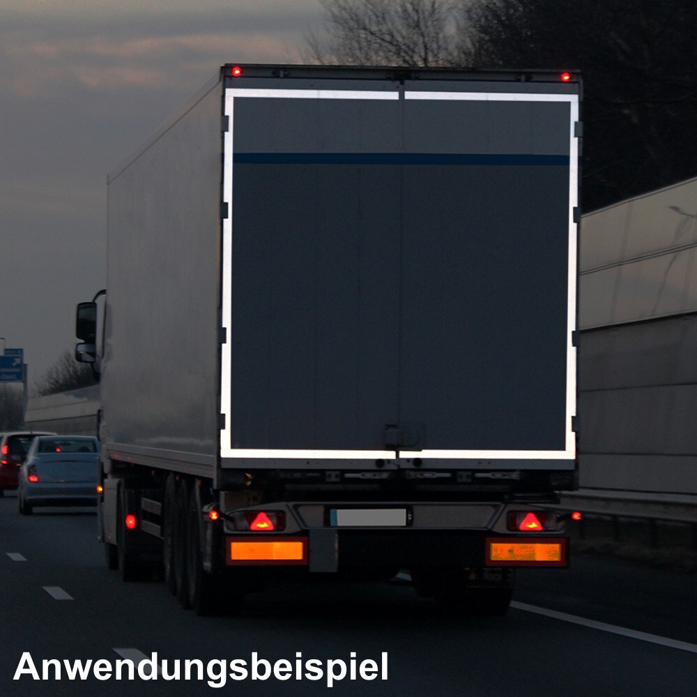 Reflektorband 2m weiß selbstklebend PVC Anhänger Reflexband KfZ Reflektor image number 1