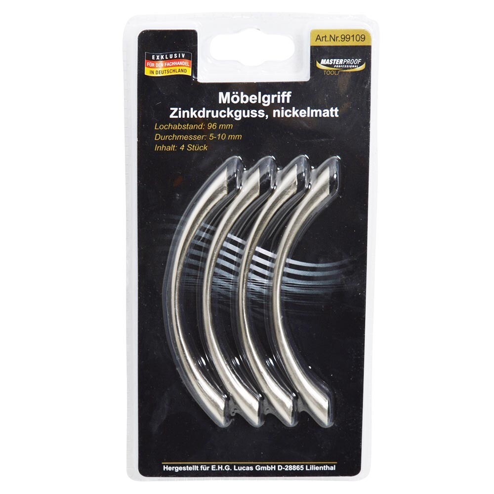 Möbelgriff aus Zinkdruckguss 96/5-12 mm 4-teilig nickelmatt
