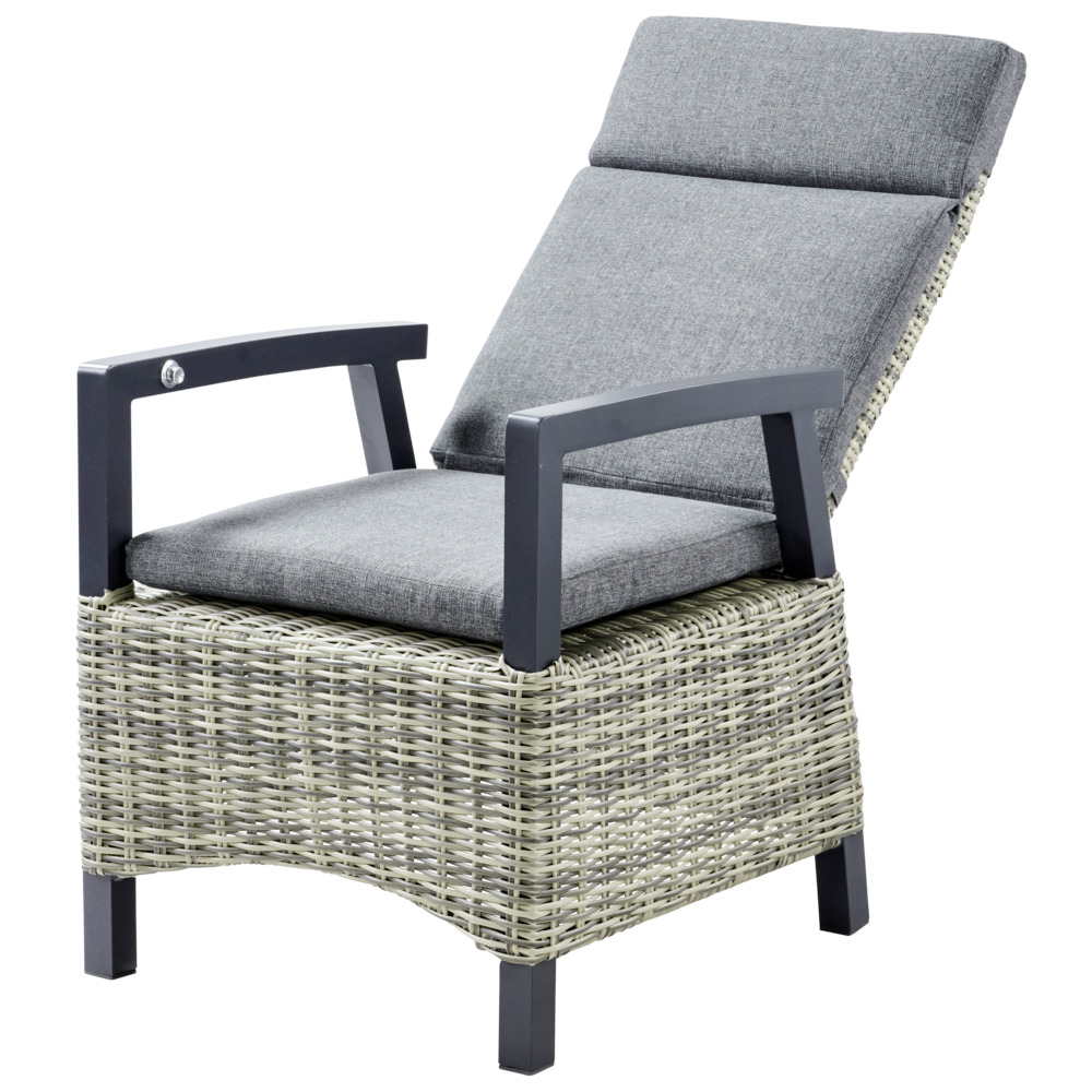 Gartensessel Polyrattan/Alu verstellbar gepolstert grau-meliert image number 1