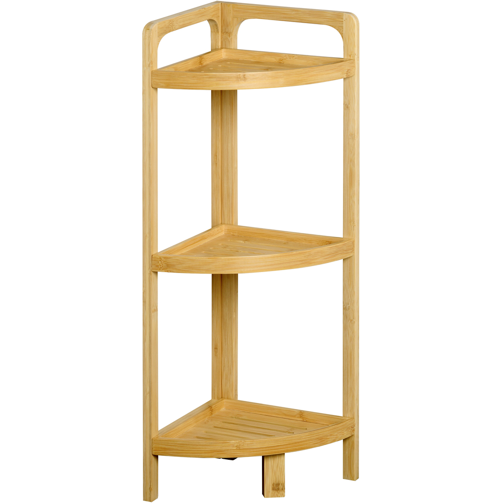Eckregal mit 3 Ablagen aus Bambus