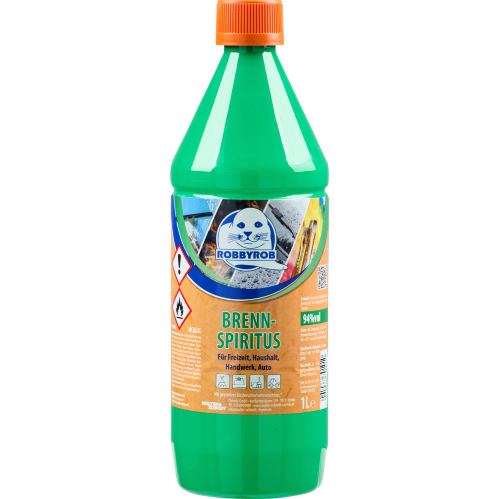 RobbyRob Brennspiritus 94 % 1 Liter für Haushalt, Freizeit und Camping