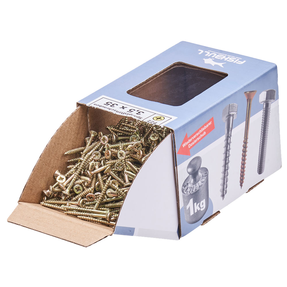 Spanplattenschraube 3,5 x 35 mm PZ 1kg FISHBULL-Pack Senkkopf Teilgewinde Kreuzschlitz image number 3