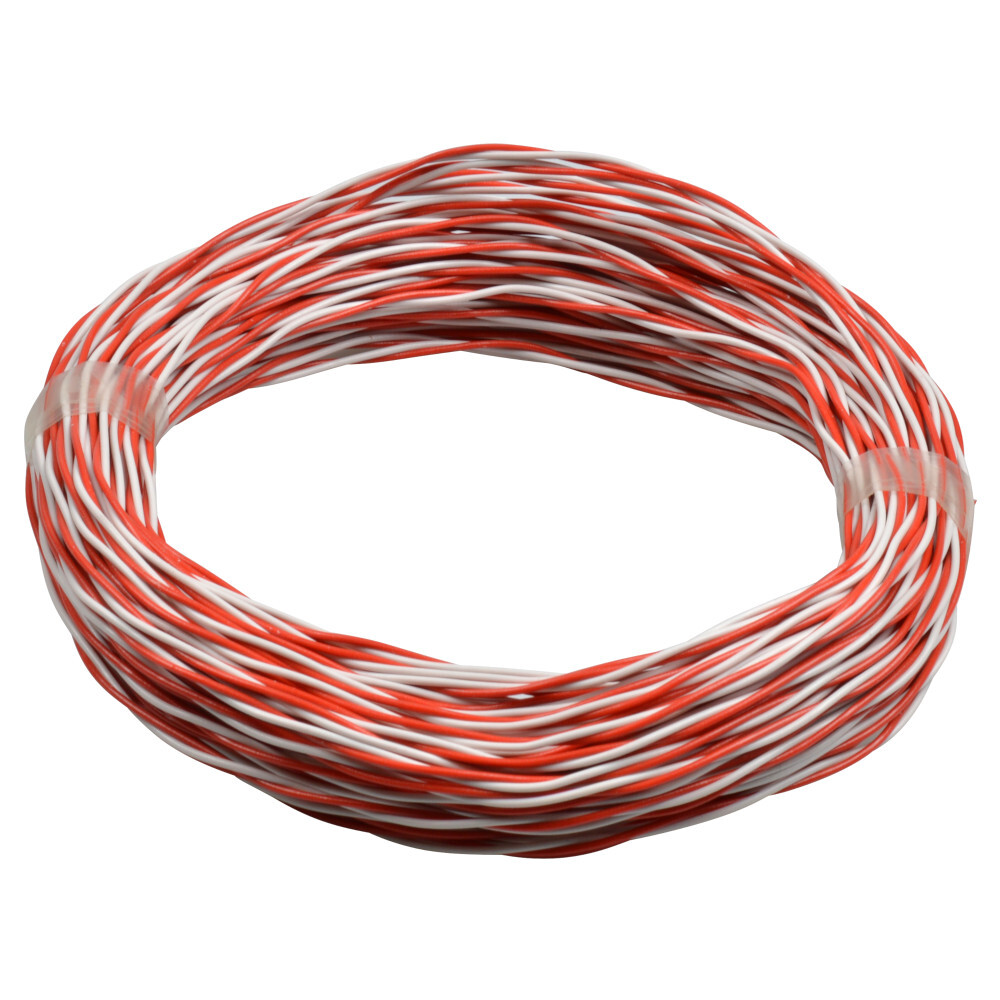 Installationsdraht 2 x 0,6mm² 20 m aus Kupfer mit PVC-Ummantelung in Rot-Weiß