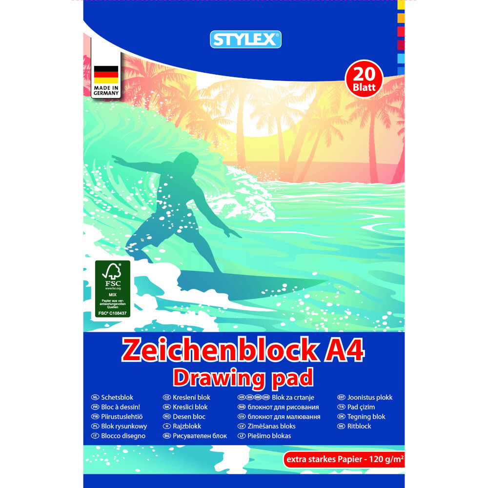 Zeichenblock A4, 20 Blatt, 120 g/m², extra starkes Papier image number 1