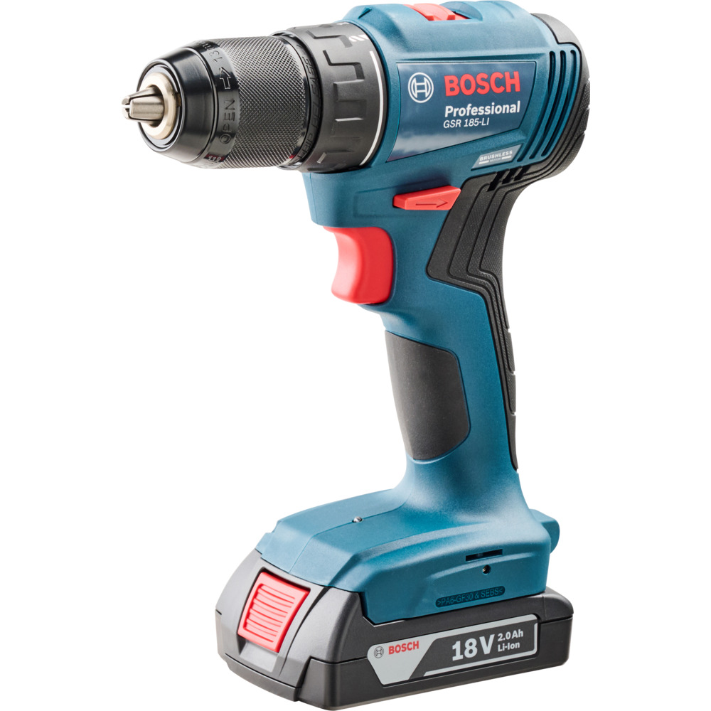 Bosch Professional 18V Akku-Bohrschrauber Set GSR 185-LI mit 2 Akkus und Koffer image number 2
