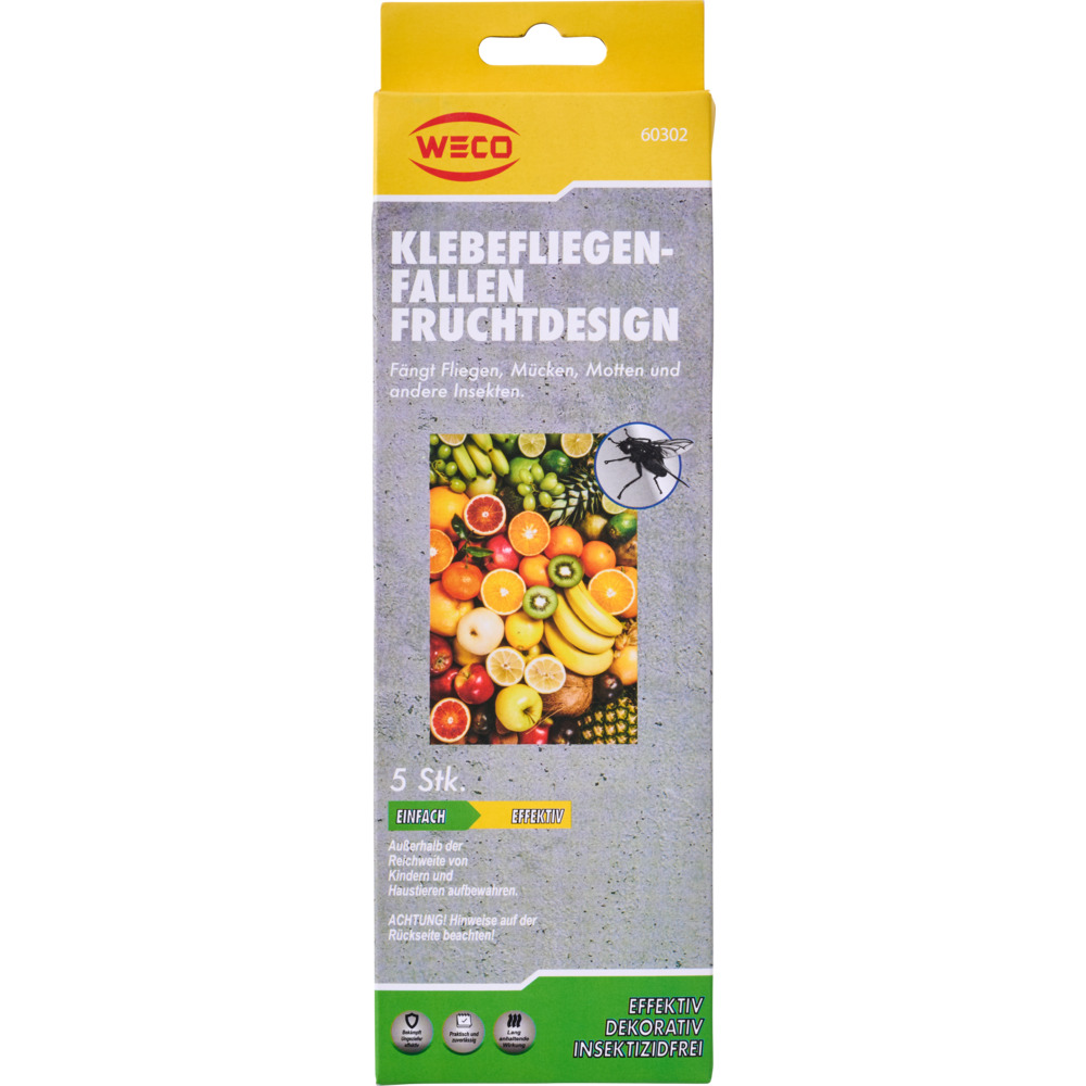 Klebefliegenfalle mit Fruchtdesign 5er Set image number 0