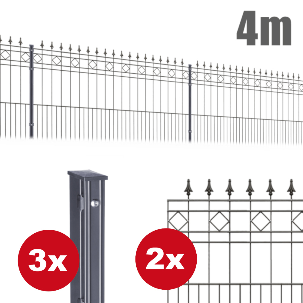 Zaunpaket RIMINI ca. 4m x 1,1m in Anthrazit