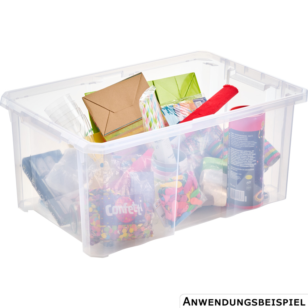 Stapelbox mit Rollen, 45 Liter, 60 x 40 x 26,5 cm, transparent image number 3