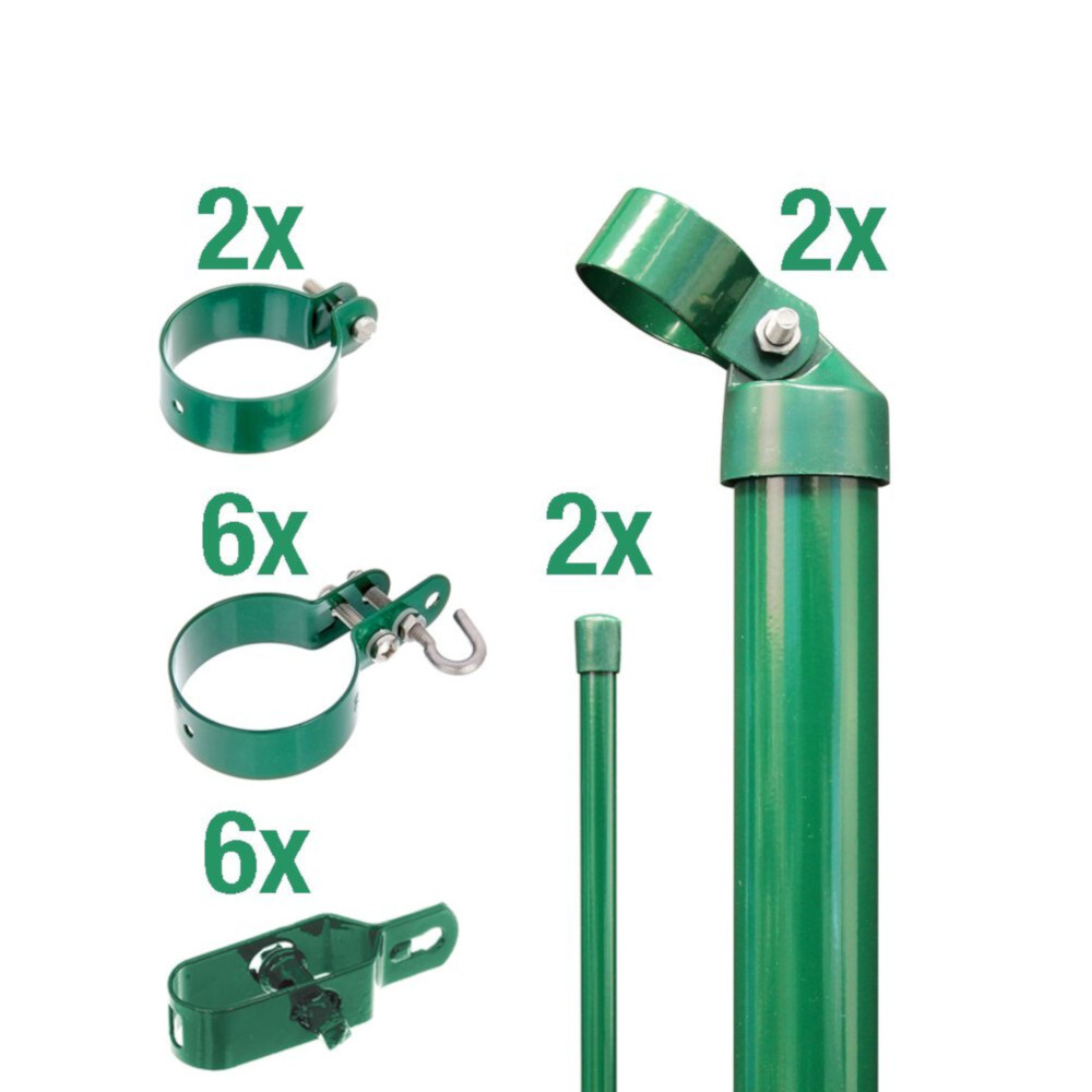 Wellengittertor-Anschluss-Set für Maschendrahtzaun 125 cm moosgrün