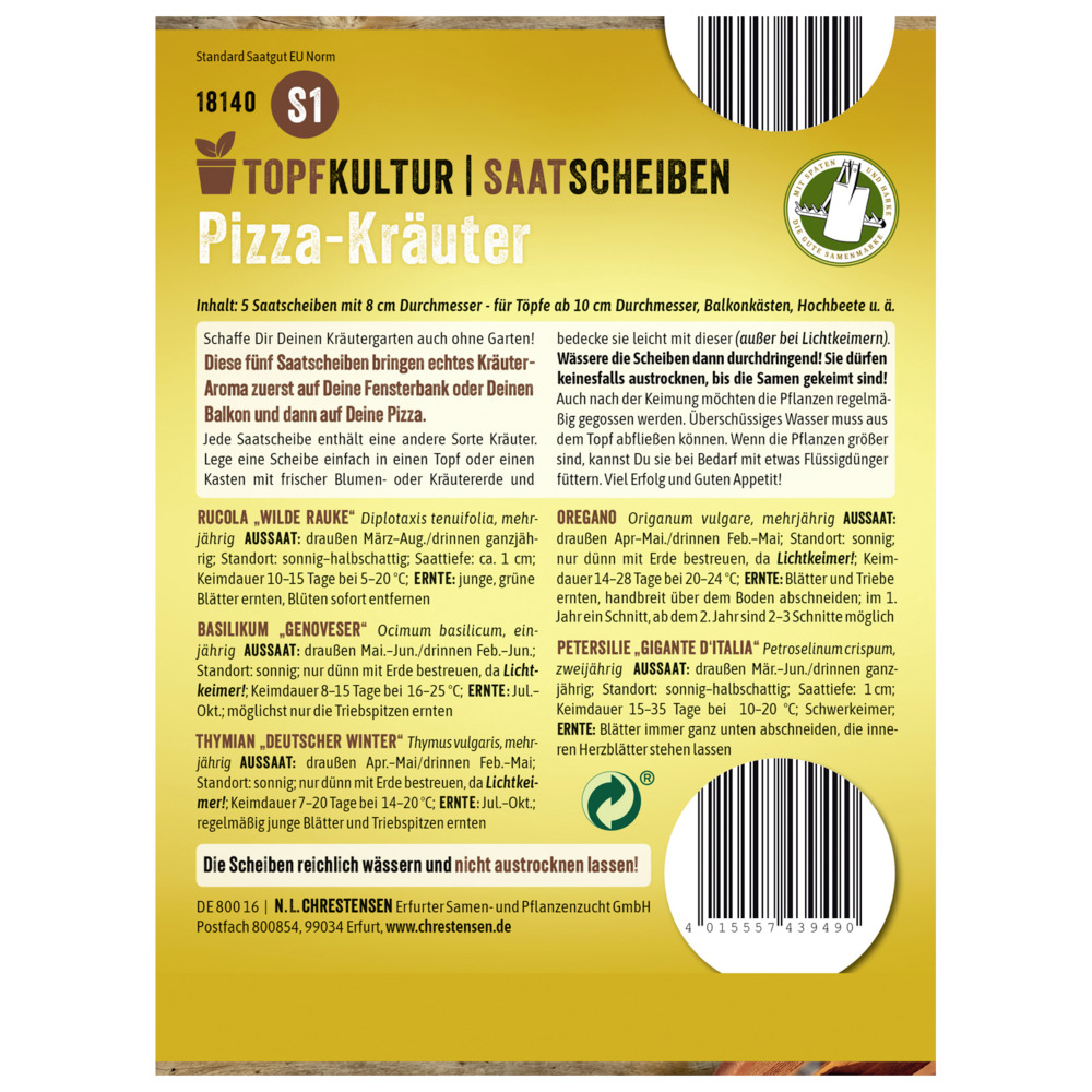 Saatscheiben Pizza-Kräuter-Mix 5 Scheiben image number 1