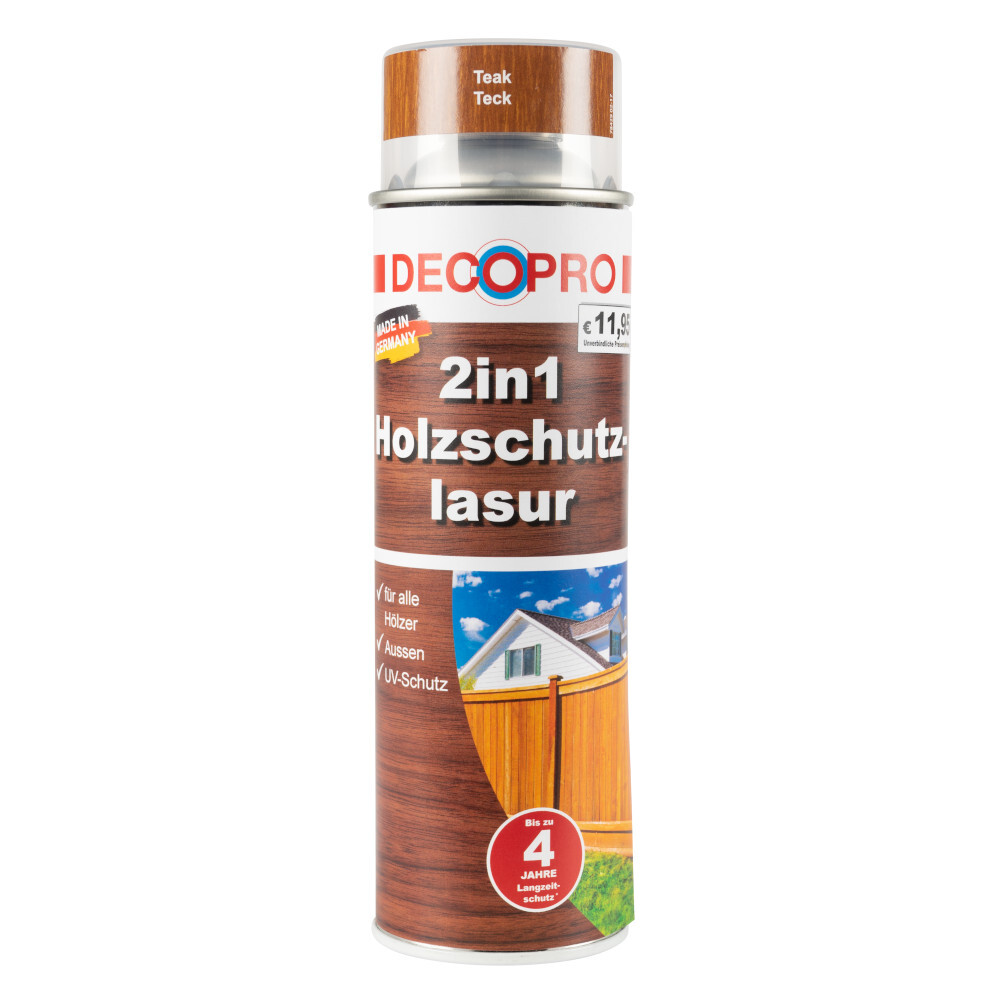 DECOPRO 2in1 Holzschutzlasur-Spray teak 500 ml image number 0