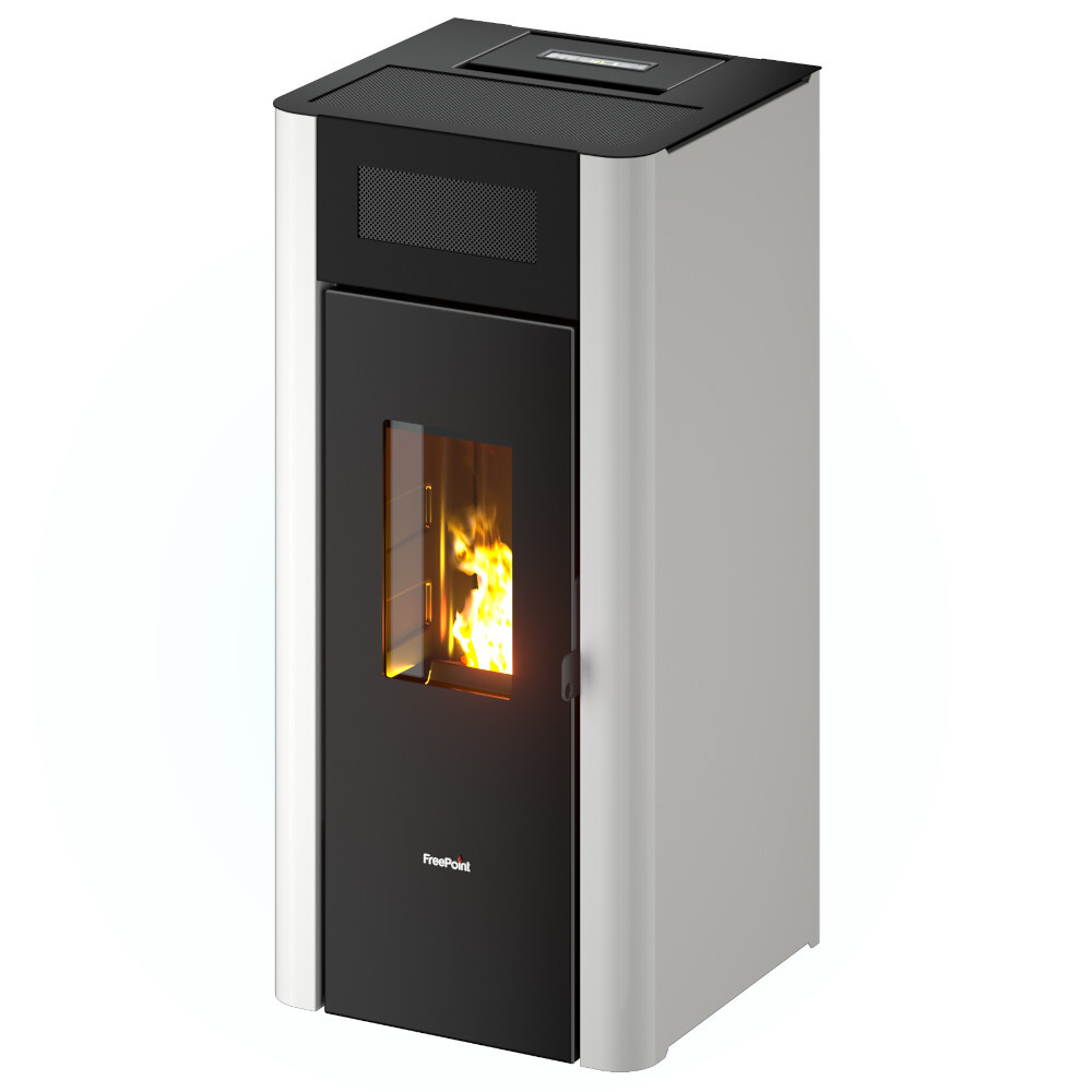 Pelletofen Freepoint AMARANTO 9, weißer Stahl image number 1