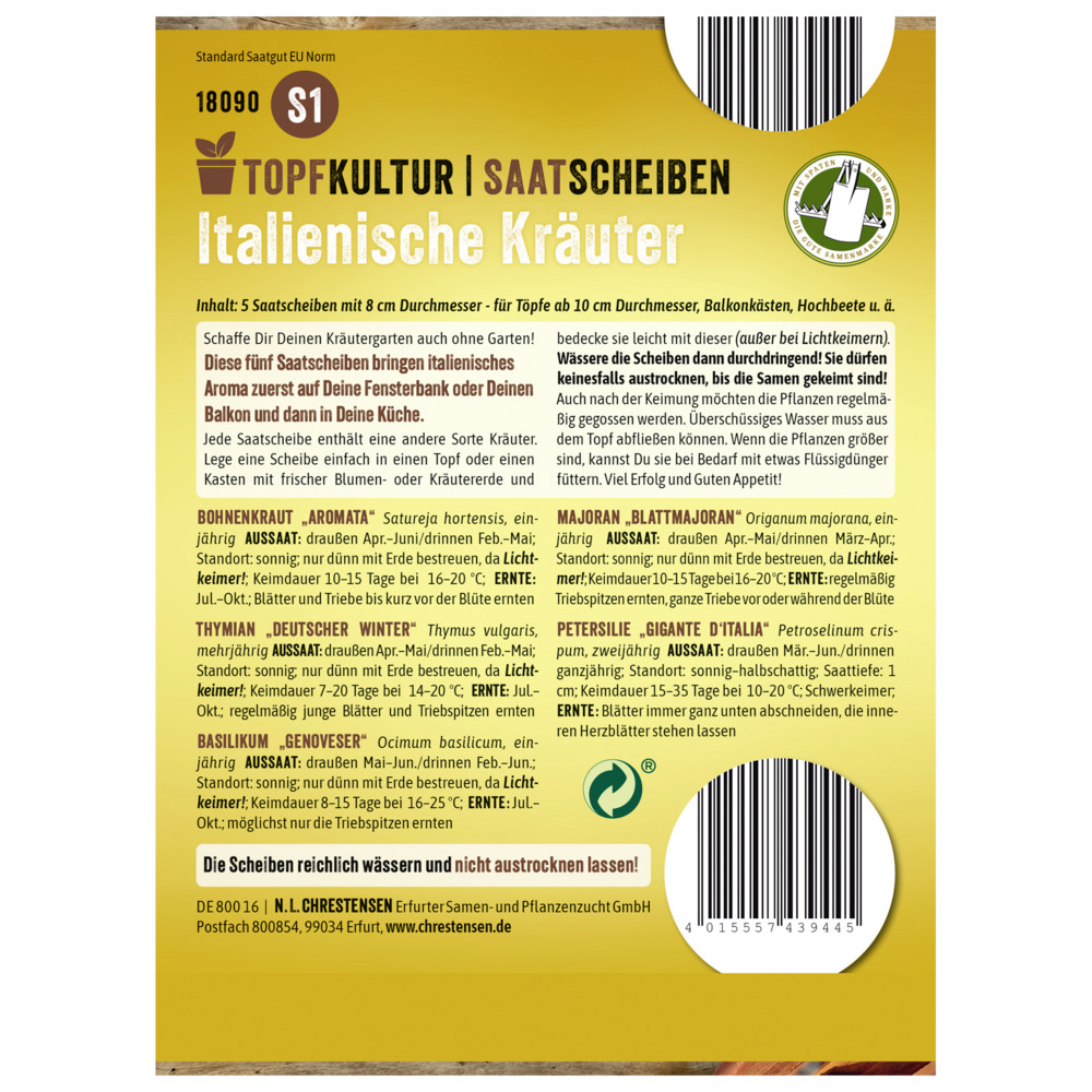 Saatscheiben Italienische-Kräuter-Mix 5 Scheiben image number 1