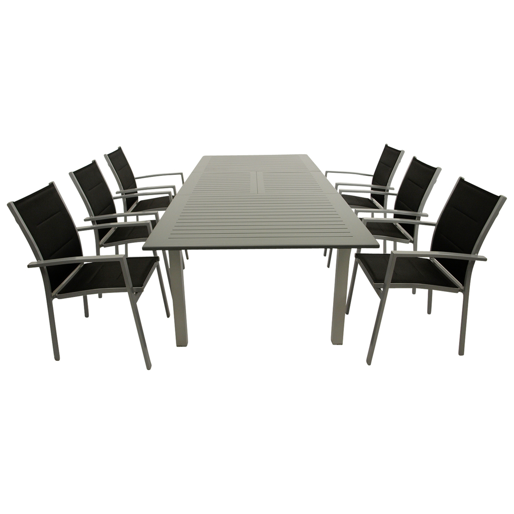 Gartengarnitur 7-teilig Aluminium Textillehne schwarz image number 0