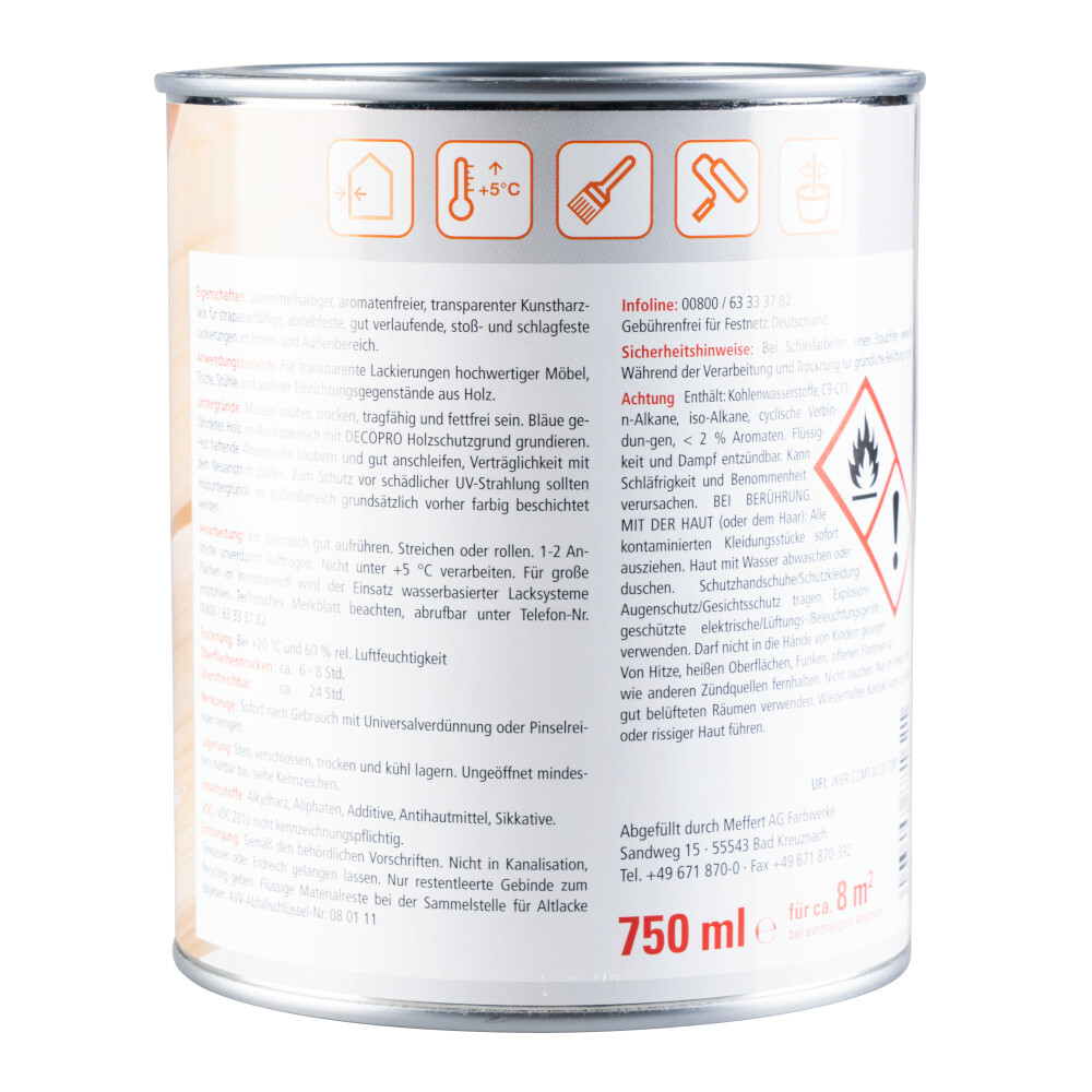 DECOPRO Klarlack farblos 750 ml hochglänzend image number 1