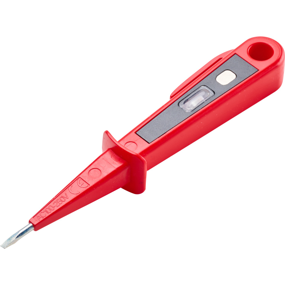 Spannungsprüfer Euro 150 mm in rot, isoliert mit Clip und Aufhängöse