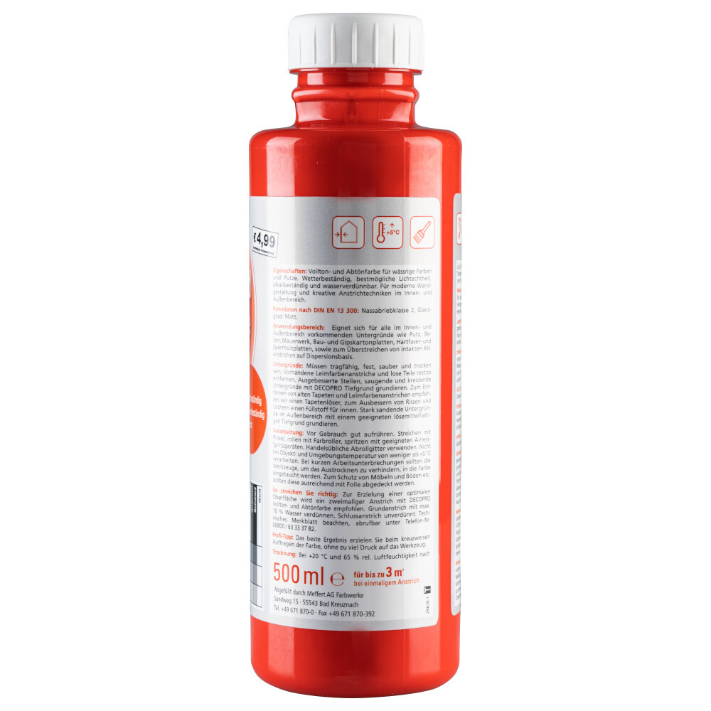 DECOPRO Vollton und Abtönfarbe 500 ml rot innen und außen image number 1