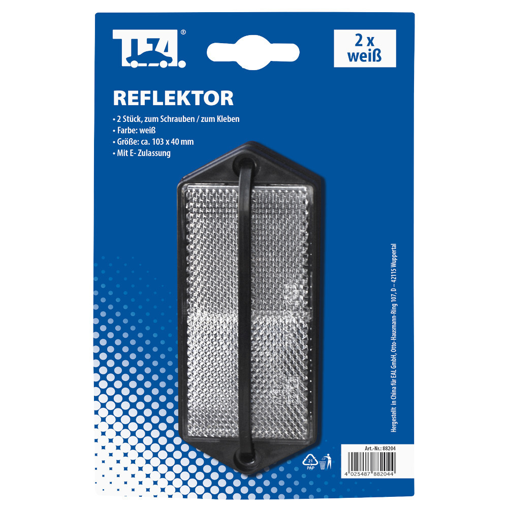 Reflektoren 103x40mm 2 Stück weiss E24 Rückstrahler Anhänger Fahrrad Caravan image number 1