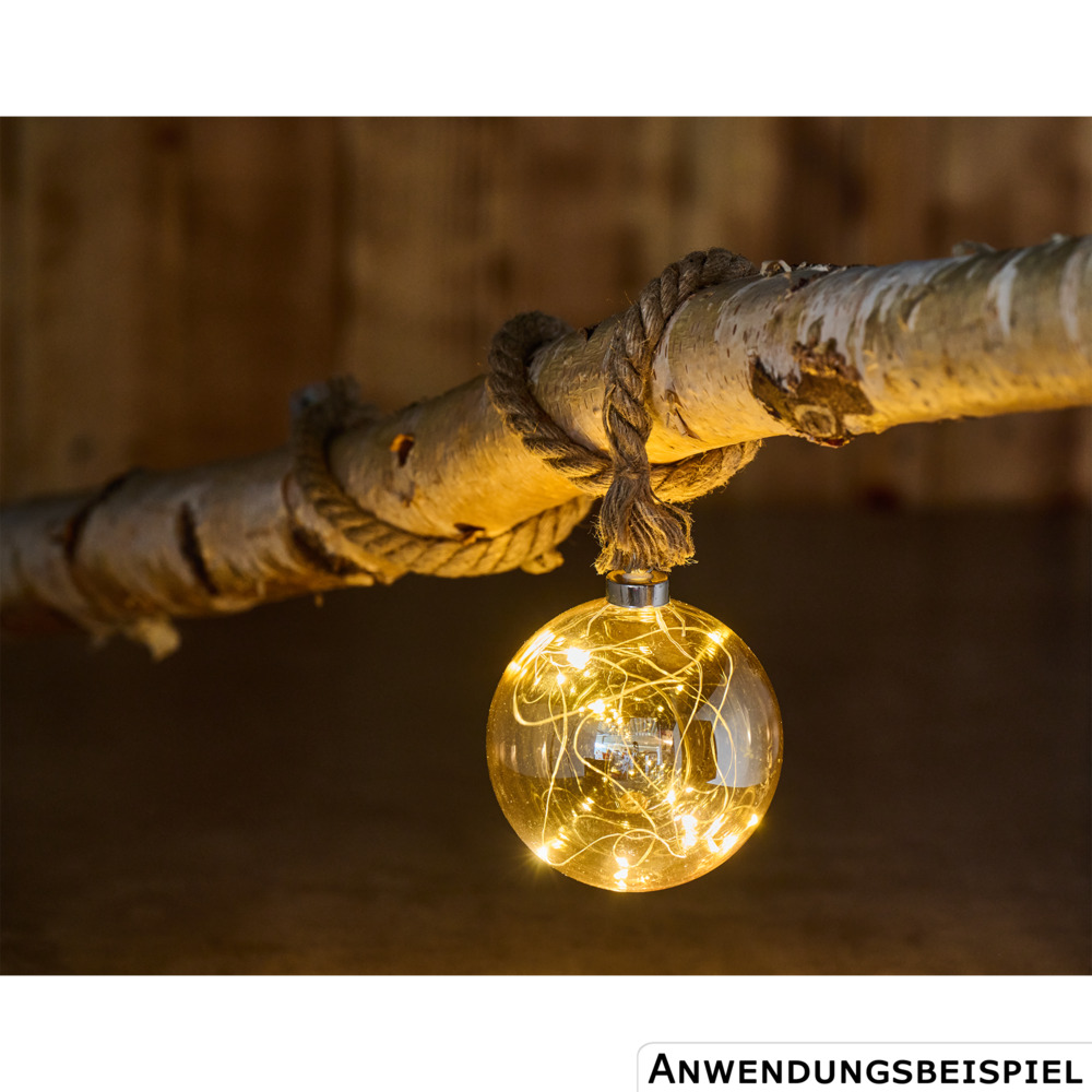 LED-Hängedeko Glaskugel 12 cm an Sisalseil 10 LEDs image number 2