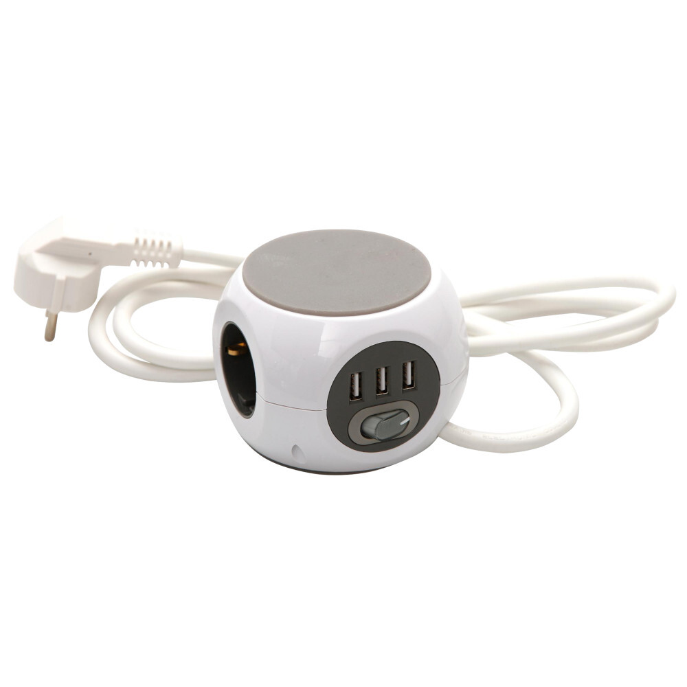Steckdosenwürfel weiß USB-Anschlüssen