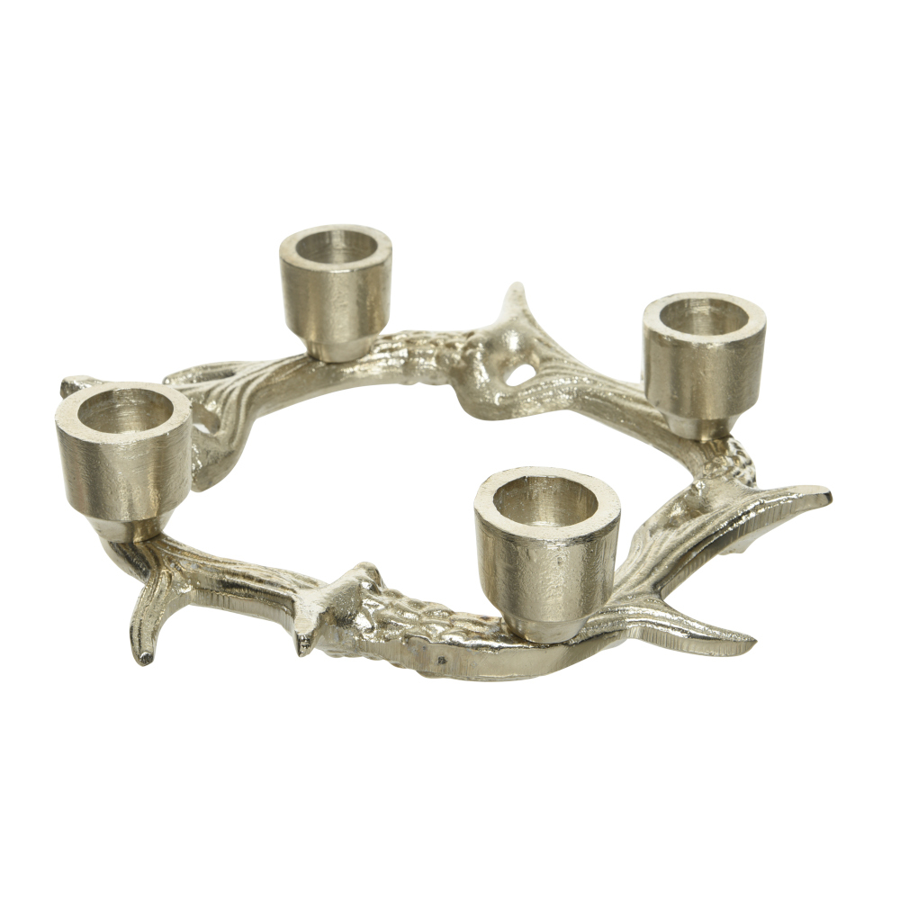 Kerzenhalter Geweih aus Aluminium in Silber - B-Ware image number 1