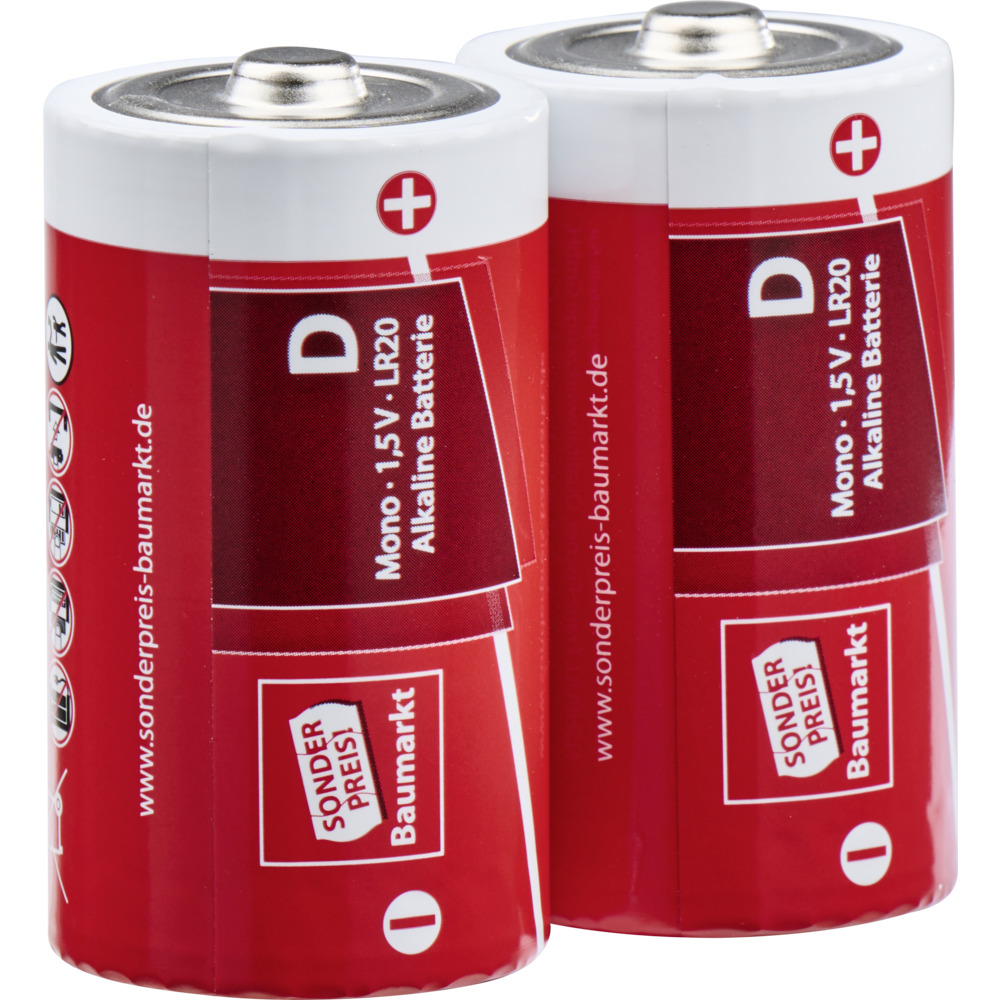 Sonderpreis Baumarkt Alkaline Batterien LR20 D-Mono 2er Pack image number 0