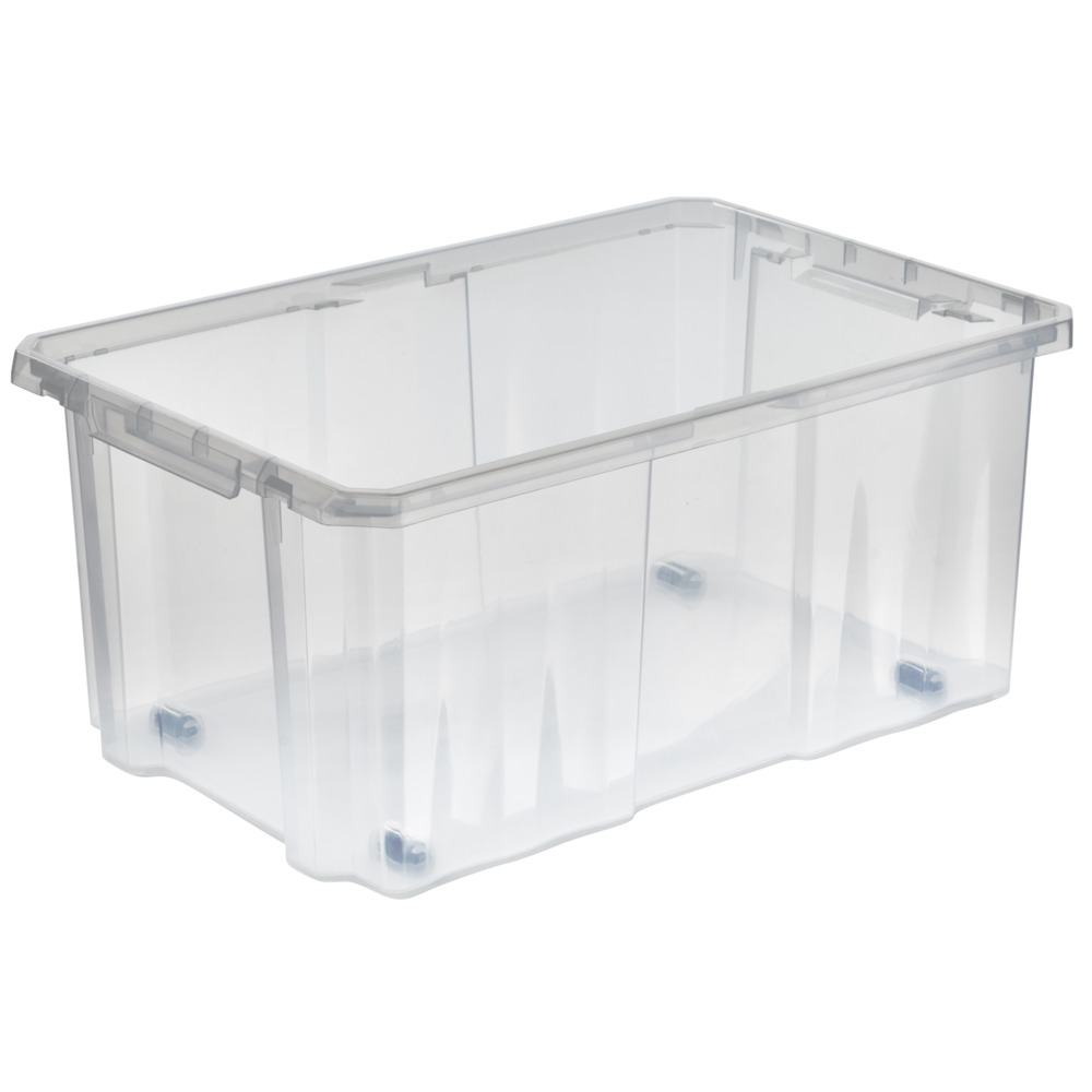 Stapelbox mit Rollen, 45 Liter, 60 x 40 x 26,5 cm, transparent