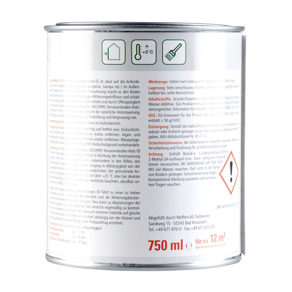DECOPRO Terrassenboden-Holz-Öl 750 ml, douglasie image number 1