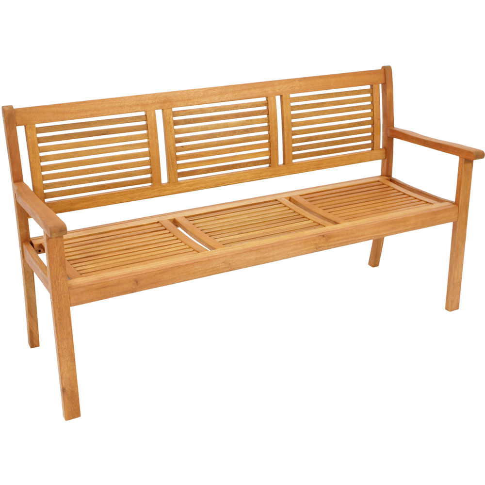 Gartenbank 3-Sitzer aus Eukalyptusholz, ge&ouml;lte Oberfl&auml;che