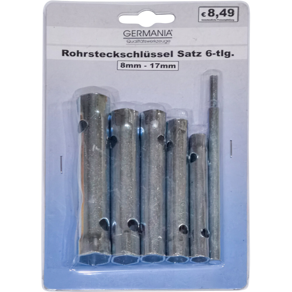 GERMANIA® Rohrsteckschlüssel-Satz 6-teilig, 8 - 17 mm, Stahl verzinkt